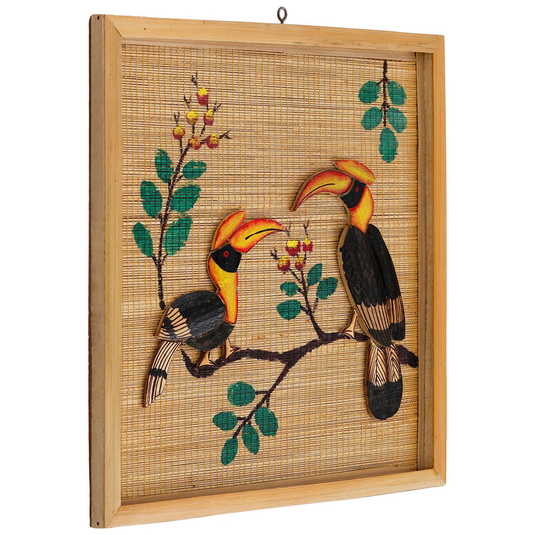 Bamboo Art Couple Hornbill Painting For Home D?cor | Bamboo Art Gift For Multiple Occasions