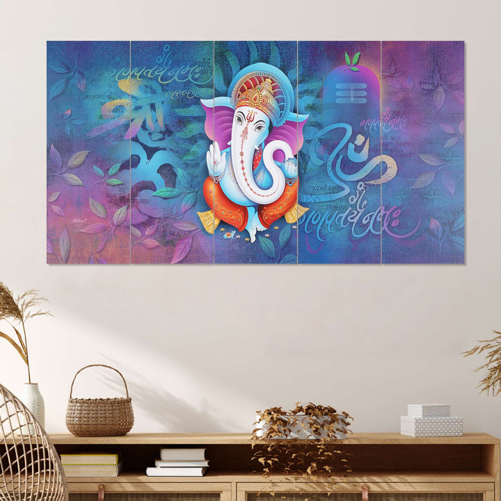 Set Of 5 Wooden Framed Wall Paintings