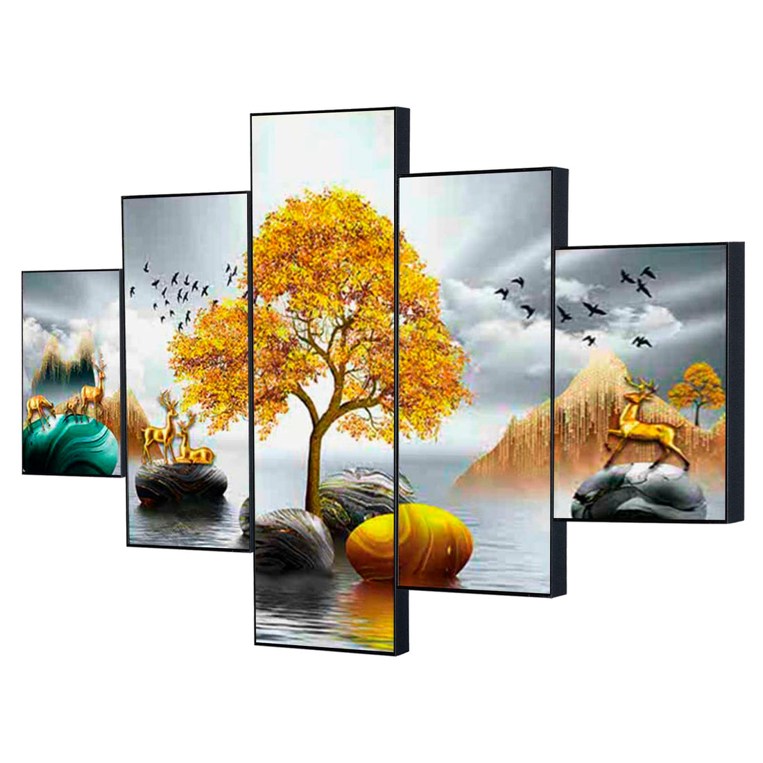Set Of Five Framed Digital Wall Painting