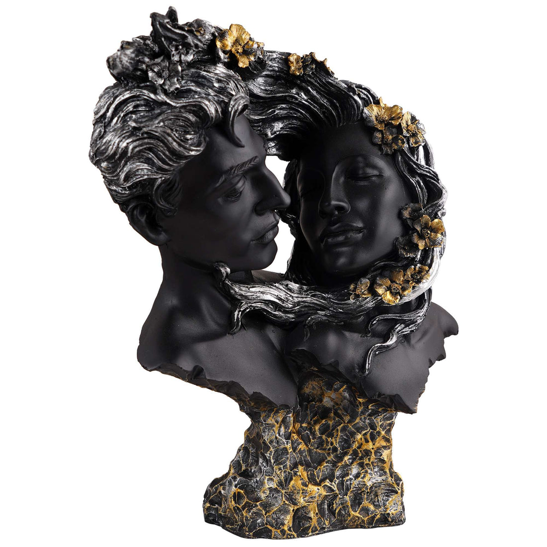 Love Couple Face Statue black and golden Showpiece for Home Decor  Valentine Day Gift | Resin Decorative Showpiece  showpiece
