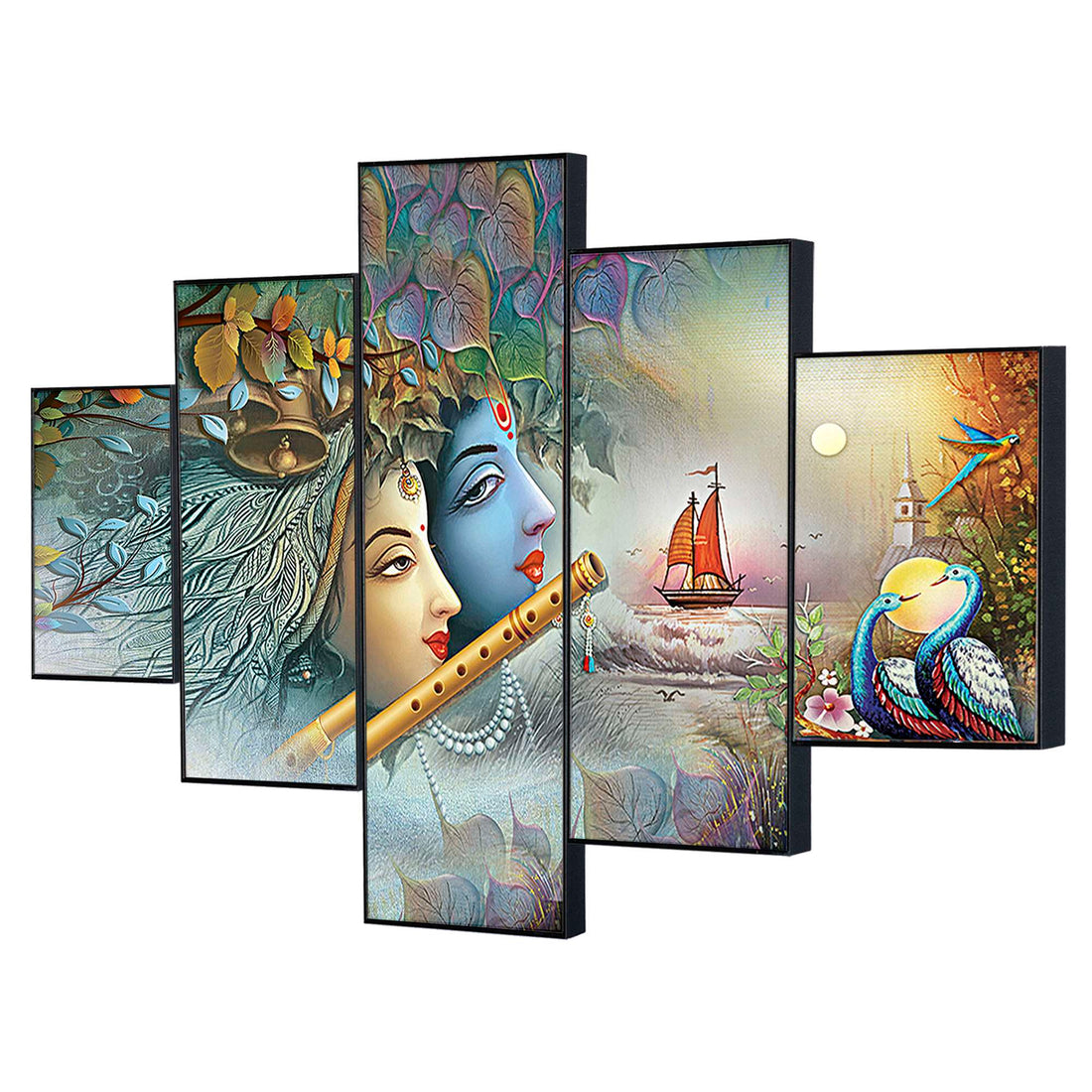 Set Of Five Framed Digital Wall Painting