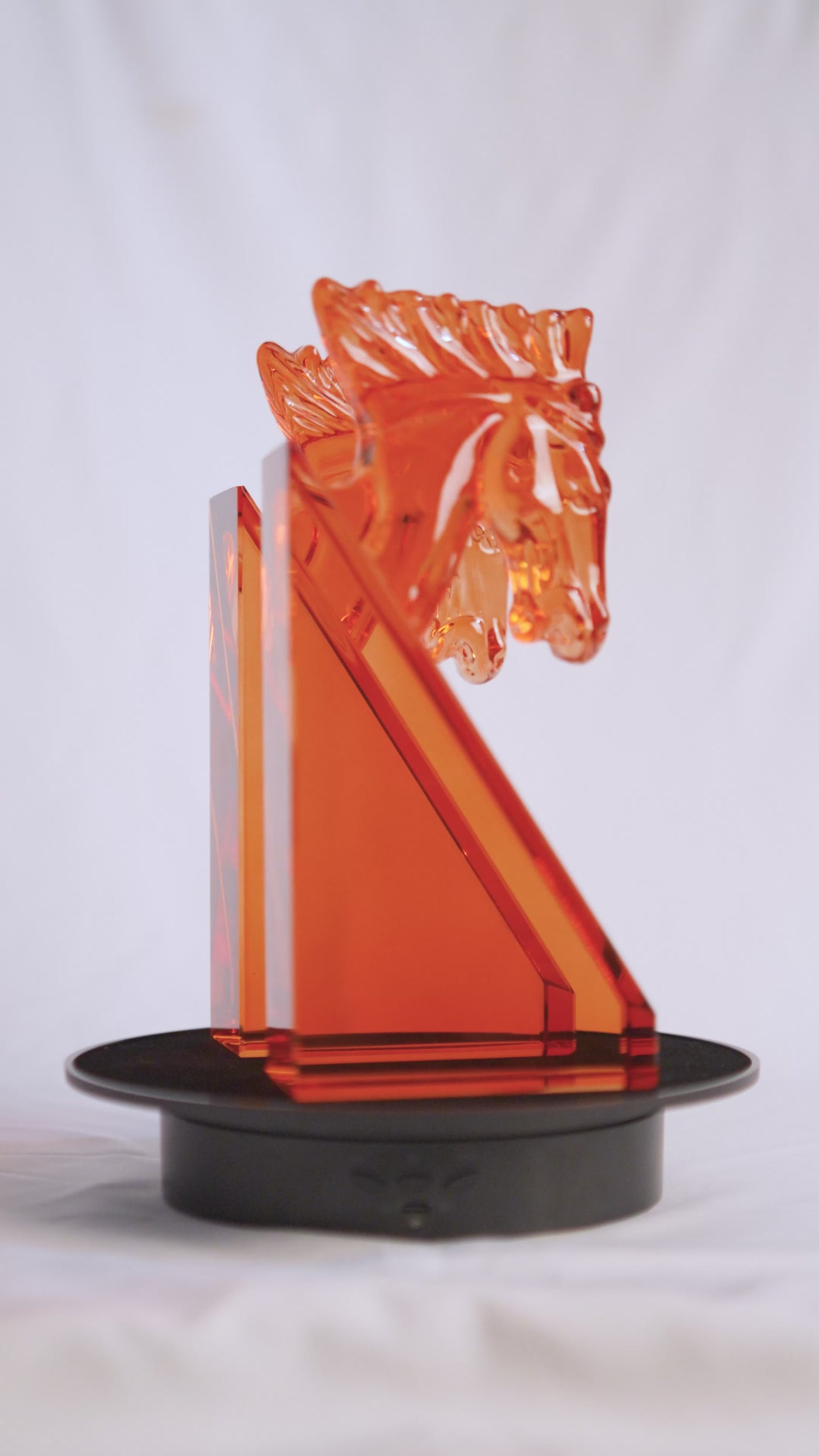 Luxurious Amber Crystal Horse Head Bookends (Set of 2)