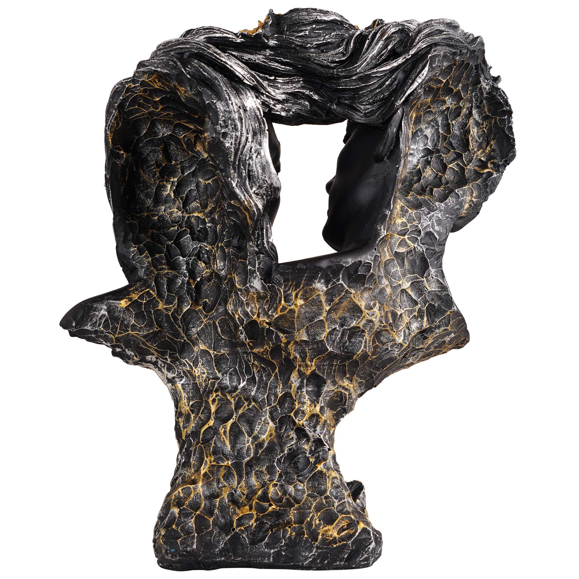 Love Couple Face Statue black and golden Showpiece for Home Decor  Valentine Day Gift | Resin Decorative Showpiece  showpiece