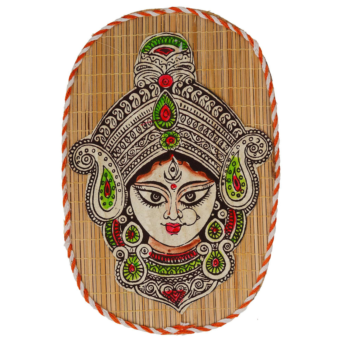 Oval Shaped Design Bamboo Hand Crafted Wall Hangings Durga Ji  For Home D?cor | Bamboo Art For Wall Decor
