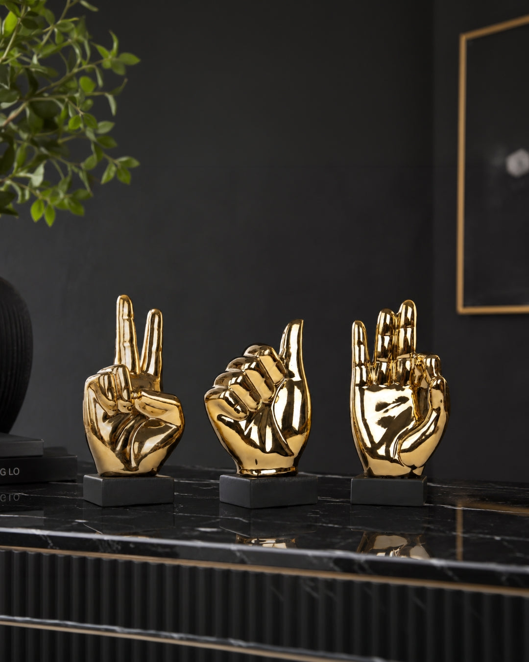 Modern Gold Hand Gesture Table Sculptures (Set of 3)