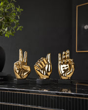 Modern Gold Hand Gesture Table Sculptures (Set of 3)