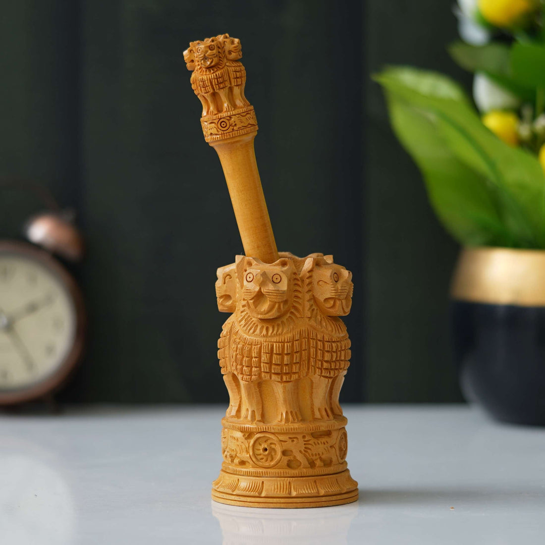 Wooden Ashoka pillar