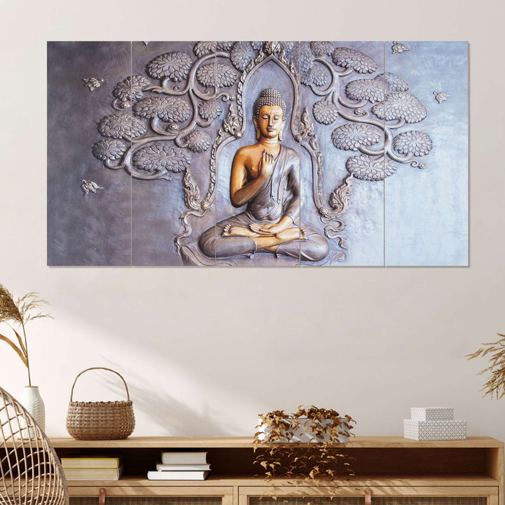 Set Of 5 Wooden Framed Wall Paintings