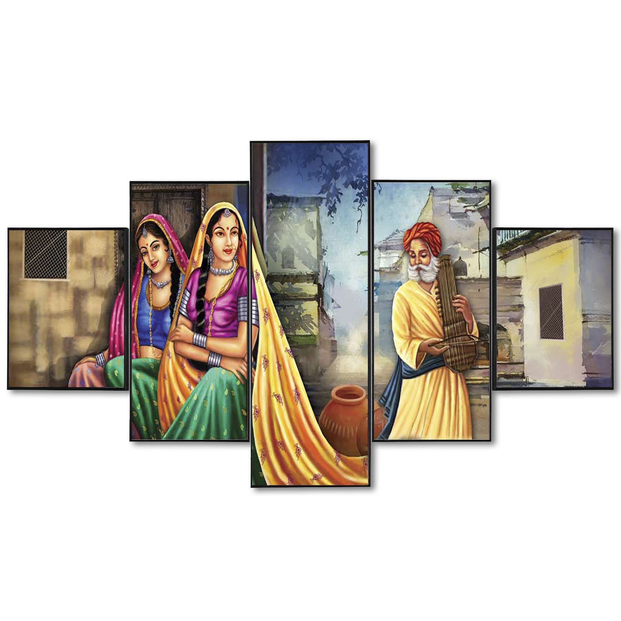 Set Of Five Framed Digital Wall Painting
