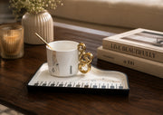Piano Luxe Coffee Mug & Musical Notes Tray Set | Black & Gold Music Lover Décor