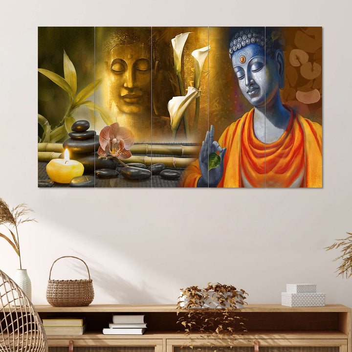 Set Of 5 Wooden Framed Wall Paintings